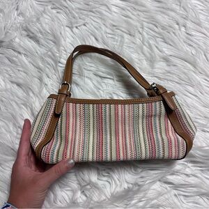 Fossil Multicolor woven canvas and leather Striped mini hand Bag